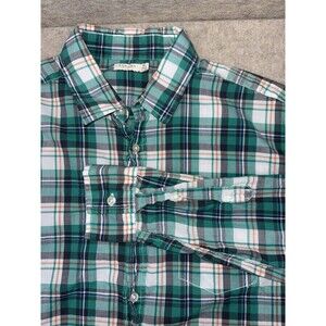 Sonoma Men's Long Sleeve Button-Up Green Plaid, Size XL